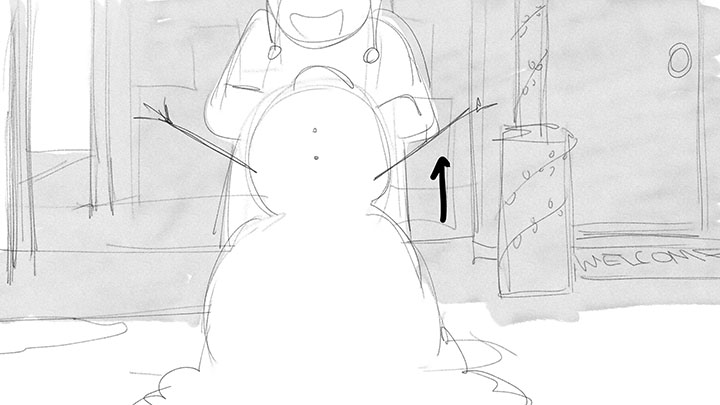 One of the very first, very rough boards for the story.
Also one of the few moments that slipped in as-is for the final product.